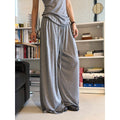 2026 Wool Blending Material Women Casual High Waist Lace-Up Waist Long Pants Fashion Wide Leg Pants Women Clothes Trousers